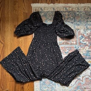 Madewell Black Floral Smocked jumpsuit